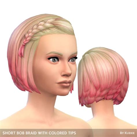 Short Bob Braid With Colored Tips Create A Sim The Sims 4