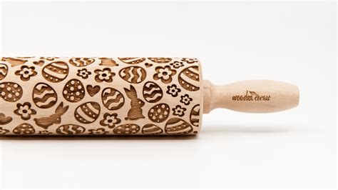 HAPPY EASTER 1 - Rolling Pin, Engraved Rolling, Rolling Pin, Embossed rolling pin, Wooden 