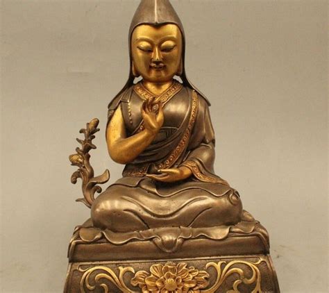 10 China Tibetan Bronze Silver 24k Gold Buddhism Lama Je Tsongkhapa Buddha Buddha Gold Buddha