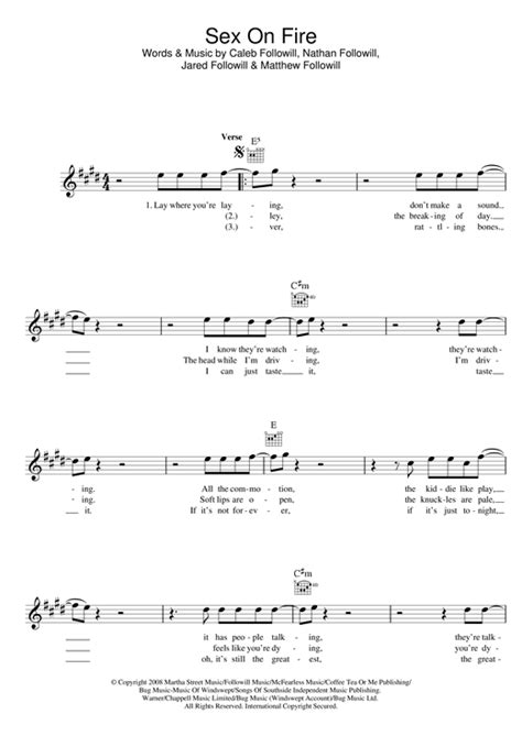 Sex On Fire Chords By Kings Of Leon Melody Line Lyrics And Chords 121734