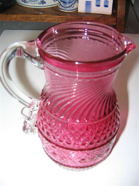 Beautiful Cranberry Glass Pitcher Vintage Etsy Cranberry Glass Glass Pitchers Cranberry