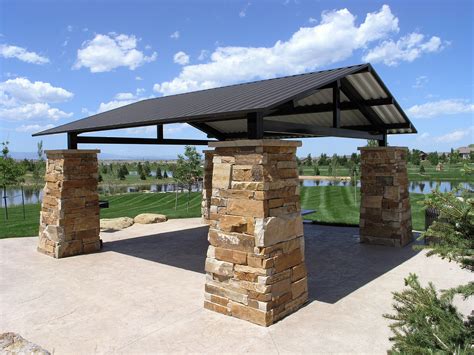 Gable roof gazebo design of the Orlando shade shelter results in a simplified, clean, and ...