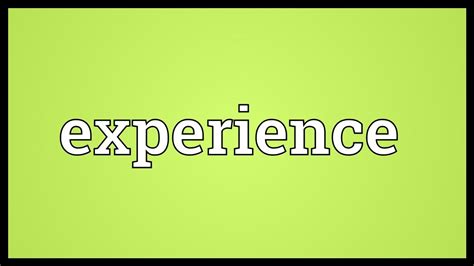 Experience Meaning - YouTube