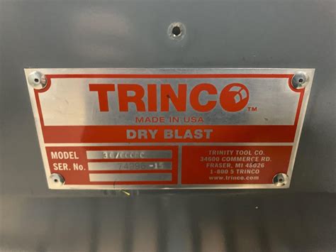 Check spelling or type a new query. Trinco / Trinity 48 x 36 Dry Blast Cabinet Model 36/600RC ...