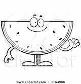 Watermelon Clipart Coloring Mascot Happy Outlined Cartoon Vector Waving Cory Thoman sketch template