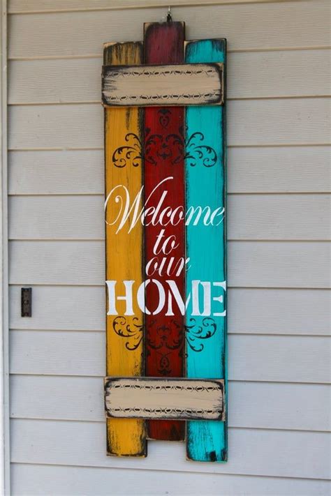Welcome To Our Home Rustic Wooden Sign Entry Sign Porch Etsy Rustic