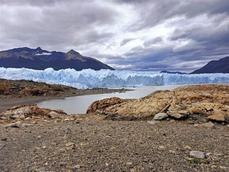 Panoramic View Of Glacier In Extreme Landscape Of Argentine Patagonia