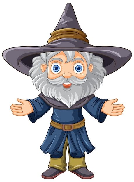 Free Vector Old Wizard Wearing A Hat With A Long Beard