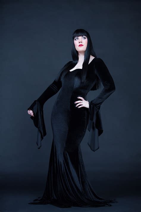 Morticia Addams Cosplay Black Velvet Dress Sexy Witch Costume Etsy Uk