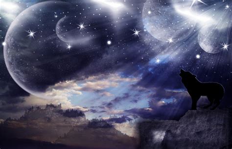 Wolf Moon And Stars 900x580 Wallpaper
