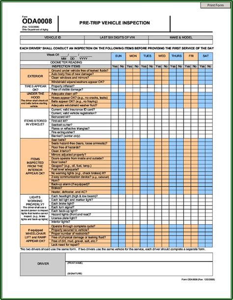 Cdl Pre Trip Inspection Checklist Form Form Resume Examples Bpv55nlv1z