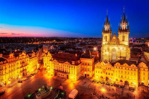 Old Town Square in Prague, Czech Republic at night