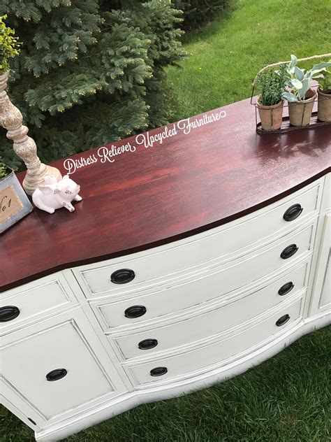 Antique White With Weathered Wood Glaze And Georgian Cherry Gel Stain