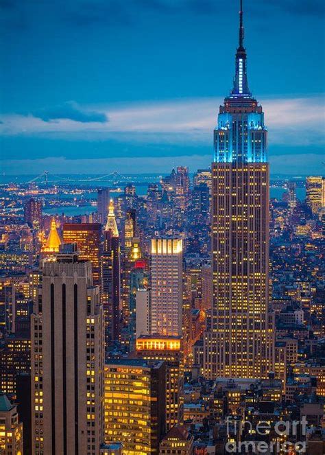 Empire State Blue Night Greeting Card For Sale By Inge