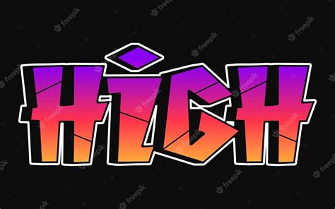Premium Vector High Word Trippy Psychedelic Graffiti Style Letters