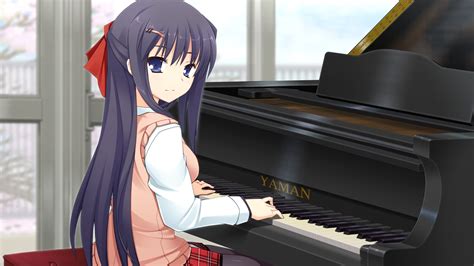 Female Anime Character Playing Piano Hd Wallpaper Wallpaper Flare