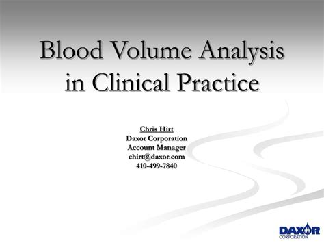 Ppt Blood Volume Analysis In Clinical Practice Powerpoint