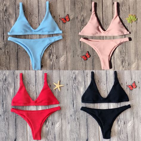 Buy 2018 Hot Sexy Brazilian Solid Bikinis Women