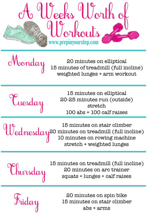 Prep In Your Step Updated Weekly Workout Routine