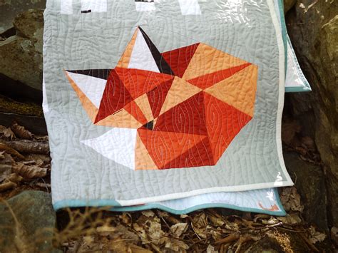 Sleeping Fox Paper Piecing Pattern 16 X 16 Quilt Etsy