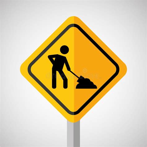 Under Construction Road Sign Worker Stock Vector Illustration Of