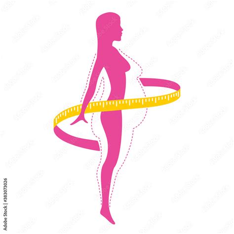 Weight Loss Program Logo Isolated Icon Female Silhouette With Fat