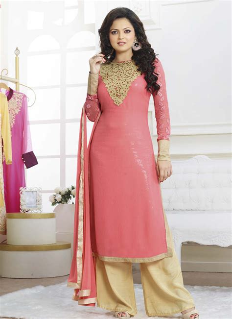 Drashti Dhami Pink Pure Georgette Designer Pakistani Suit