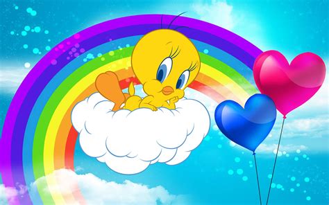 Tweety Bird Cartoon Graphics Pics Rainbow Background 3840×2400 4k