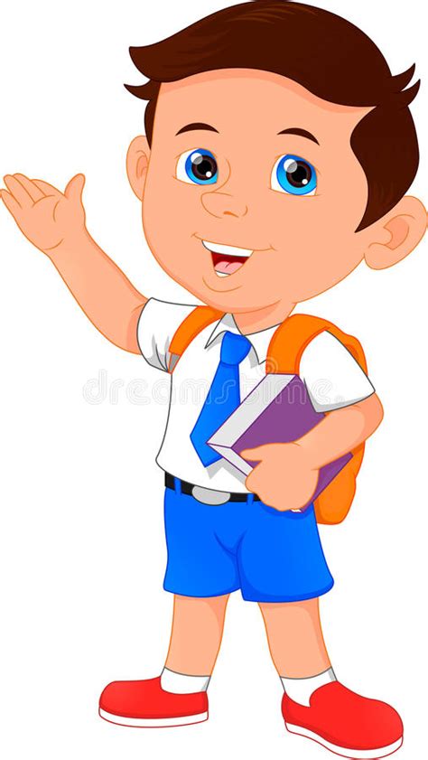 Happy School Boy Cartoon Stock Vector Illustration Of