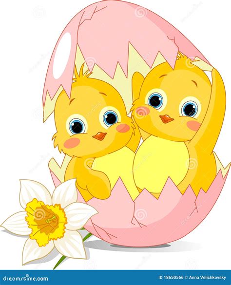 Two Easter Chickens Hatched From Egg Royalty Free Stock Image Image