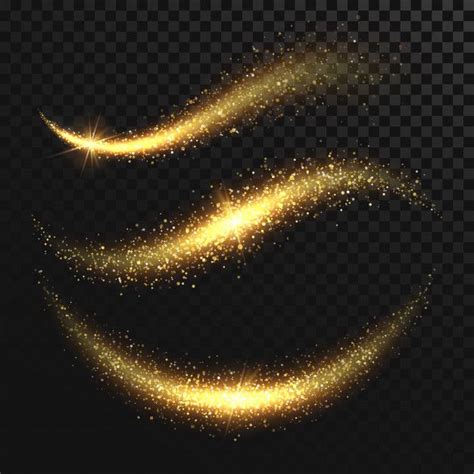 Sparkle Stardust Golden Glittering Magic Vector Waves With Gold
