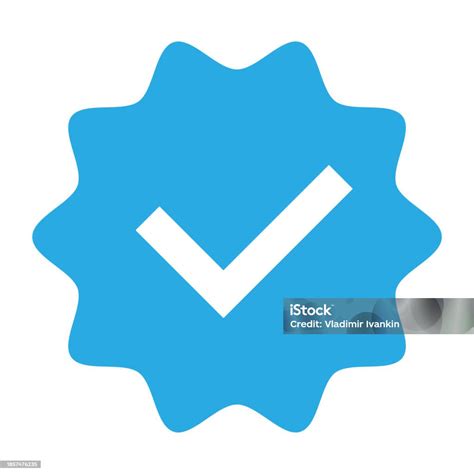 Verified Badge Vector Blue Color Isolated On White Background Stock
