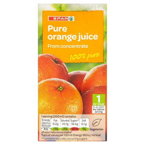 Spar Pure Orange Juice From Concentrate 200ml