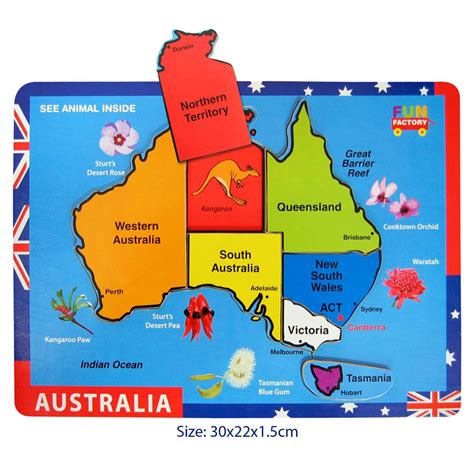 Australia Map Raised Puzzle Wild Woodland Toys