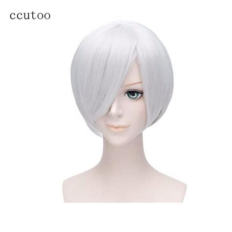 Visit To Buy Ccutoo 35cm Silver White Short Straight Full Bangs Bobo