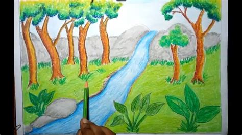 How To Draw Rainforest Jungle Scenery For Kids Step By