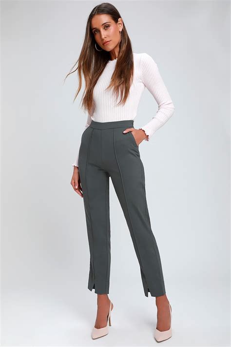 Aisha Charcoal Grey Trouser Pants Trendy Work Outfit Work Outfits