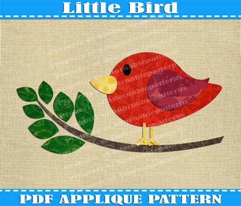 Little Bird Applique Template Pdf Pattern By Adornablepatterns