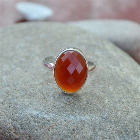Natural Carnelian Gemstone Ring Solid Sterling Silver Etsy