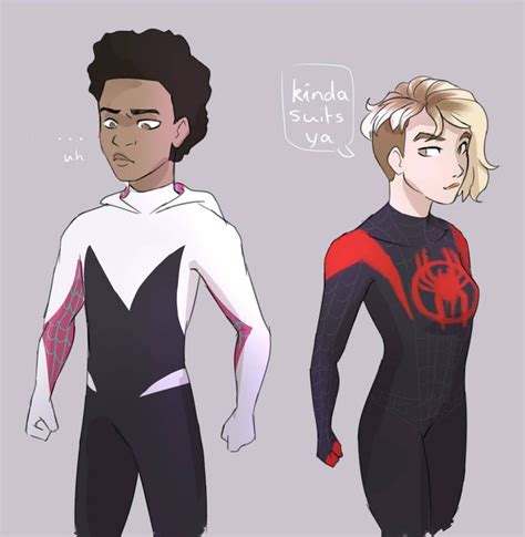 Miles And Gwen Switcheroo By Kilierqueen Miles Morales Spiderman Marvel Spiderman Spider Girl