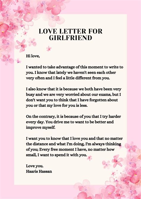 Love Letters For Girlfriend In English
