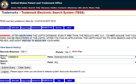 Important Trademark Search Fields Used In Tess Database Tmready