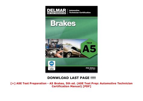 Ase Test Preparation A5 Brakes 5th Ed Ase Test Prep Automot