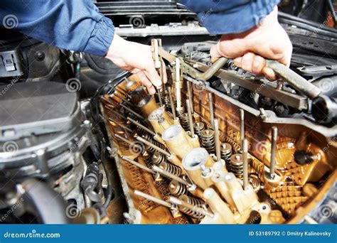 Machanic Repairman At Automobile Car Engine Repair Stock Photo Image