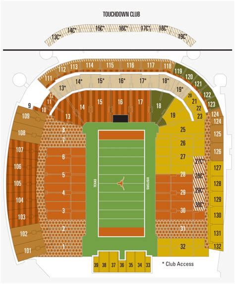 Darrell Royal Stadium Seating Chart Seat Numbers Also Texas Football