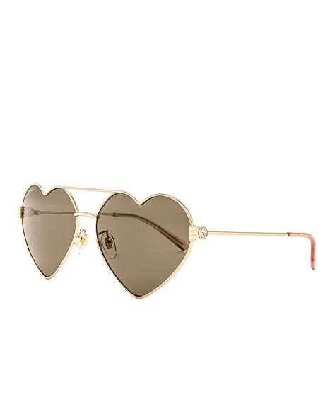 Gucci Heart Sunglasses In Gold And Grey Fwrd