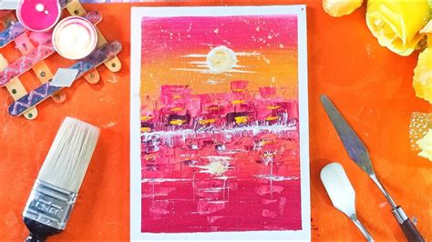 Easy Abstract Painting Demonstrationcityscape Acrylic Painting For
