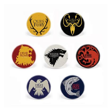 Game Of Thrones Set Of 8 House Sigils Button Pins Or Magnets Etsy