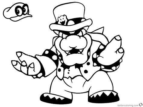 Super Mario Odyssey Coloring Pages Bowser Free Printable Coloring Pages