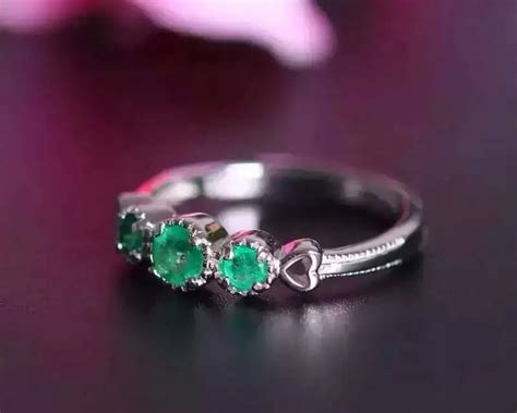 Natural Green Emerald Gem Ring Natural Gemstone Ring 925 Sterling Silver Trendy Elegant Refined